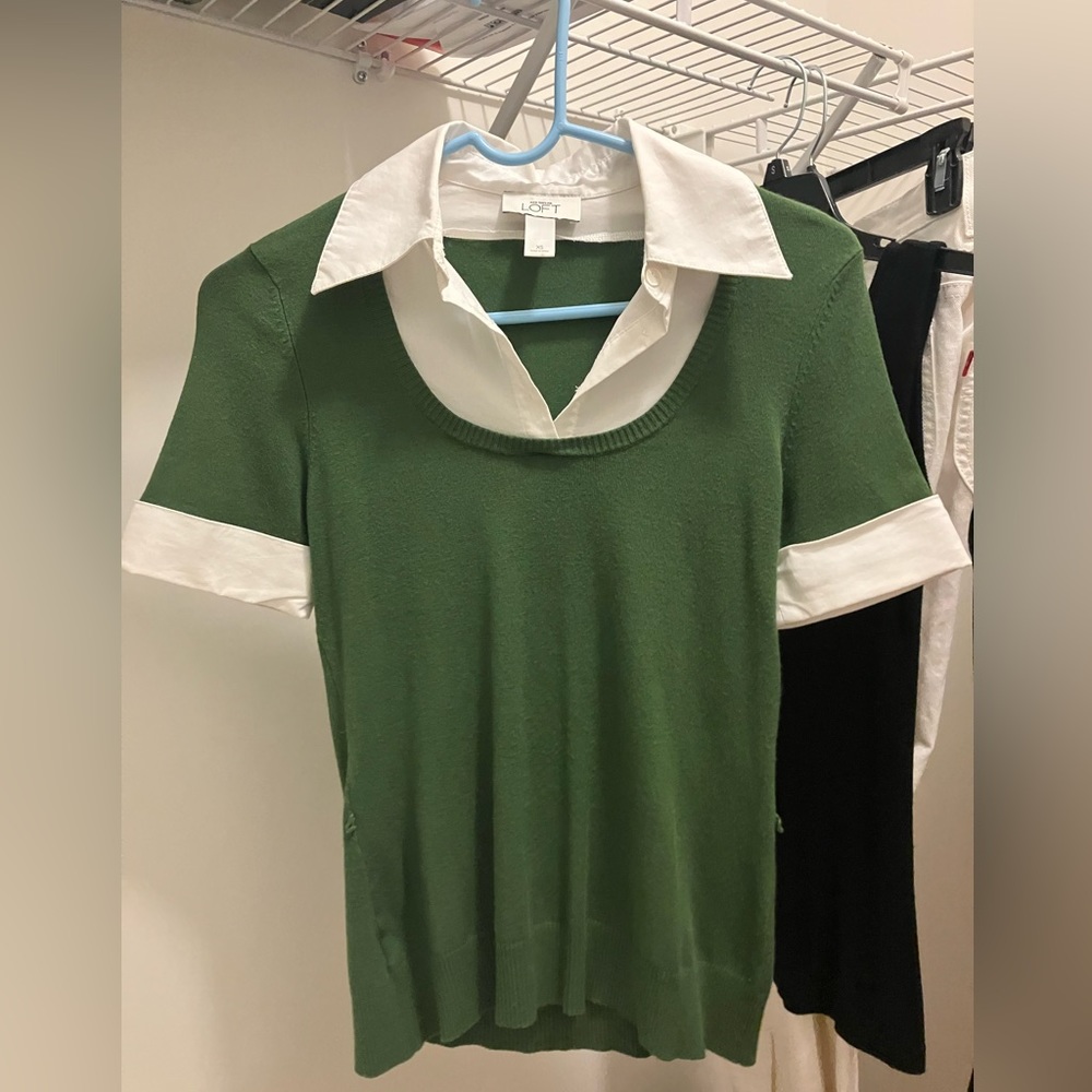 Loft green collared top